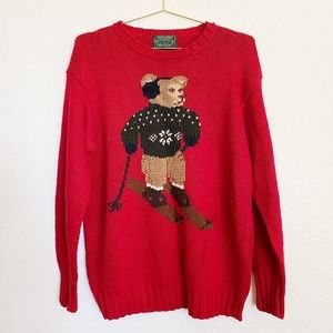 ‘RARE’ POLO BEAR Ski Bear Hand Knit Sweater SZ M